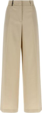 PESERICO Broeken - Dames - Wijde Broeken - Beige - S - Wol - Broeken