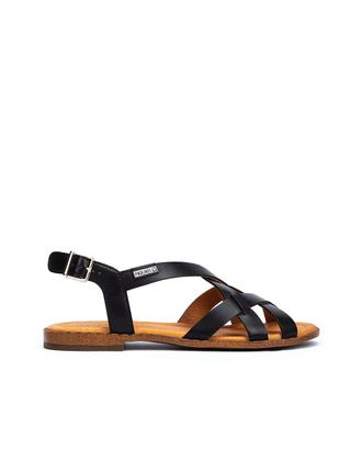 Pikolinos Leather Flat Sandals ALGAR W0X Black