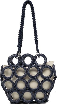 0711 interwoven-hoop detail tote bag - women - Leather - One Size - Blue