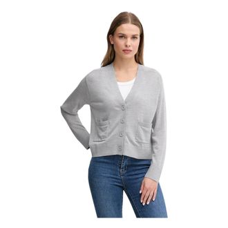 Benetton Truien & Vesten, Dames, Grijs, L, Wol, V-hals Knopenvest