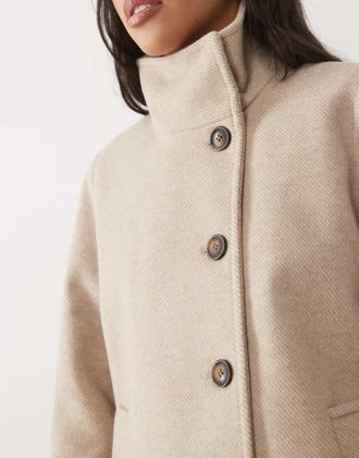 Vero Moda cappotto corto con collo a imbuto beige-Neutro