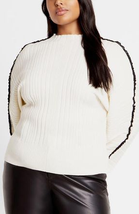 City Chic Miranda Funnel Neck Sweater in Ivory at Nordstrom