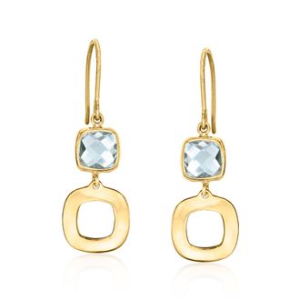 Canaria Canaria Sky Blue Topaz Geometric Drop Earrings in 10kt Yellow Gold