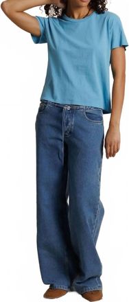 perfectwhitetee Harley Cotton Boxy Crewneck Tee In Milky Blue