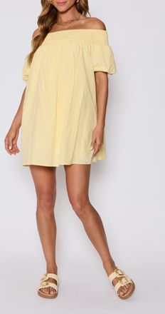 VICI Collection Lydia Smocked Off the Shoulder Cotton Minidress in Yellow at Nordstrom, Size X-Small