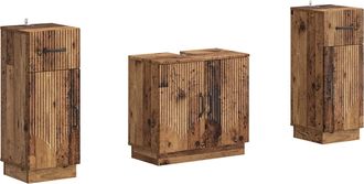 vidaXL Juego De Gabinete De Ba&ntilde;o De 2 Piezas Hoorn Madera Envejecida Vidaxl