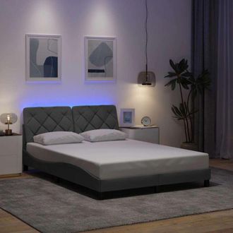 vidaXL Vidaxl - Estructura Cama Con Led Sin Colch&oacute;n Tela Gris Claro 120x200 Cm
