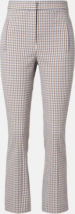 Veronica Beard Gingham cotton seersucker cropped slim pants