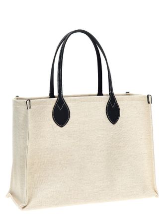 Gucci Womens Logo-Print Canvas Tote Beige Polyurethane Cotton Linen