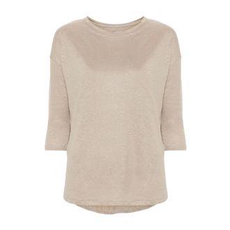 Majestic Filatures Majestic Filatures, Round-neck Knitwear, female, Beige, Size: XL T-shirt Squadrata