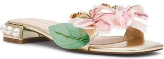 Betsey Johnson Rosia Beaded Flower Sandal in Light Gold at Nordstrom, Size 5.5