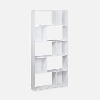 Sweeek Sweeek - Librer&iacute;a Con 5 Baldas Y 10 Compartimentos, Pieter, Blanco, 83x23.4x173 Cm