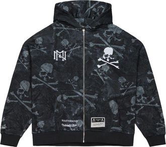 Mitchell & Ness x Mastermind Print Full-Zip Hoodie Jacket Charcoal TH16969-CLBBLCK
