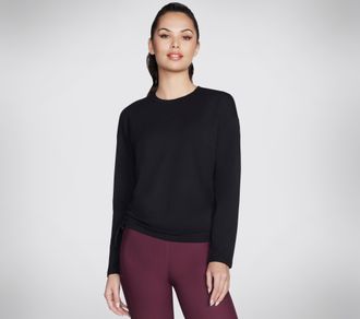 Skechers Sweatshirt SKECHERS, Damen, Gr. L (42/44), schwarz (bold schwarz), Obermaterial: 71% Viskose, 25% Polyester, 4% Elasthan, Sweatshirts Sweatshirt