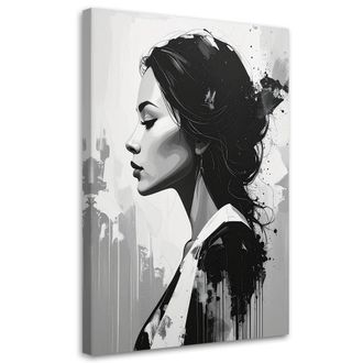 Feeby Cuadro Sobre Lienzo Retrato De Una Mujer En Blanco Y Negro 70x100