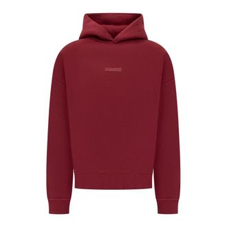 Dsquared2 Hoodies, male, Red, Size: XL Logo-Raised Hoodie