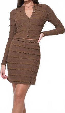 Adelyn Rae Elsa Knit Fit And Flare Mini Skirt In Chocolate Brown