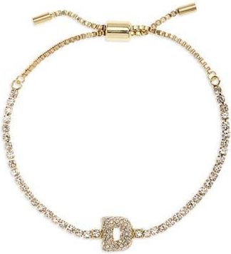 BaubleBar Initial Tennis Slider Bracelet in Gold D at Nordstrom Rack