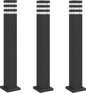vidaXL L&aacute;mparas De Suelo De Exterior 3 Unidades Aluminio Negro 80 Cm Vidaxl
