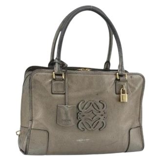 Loewe Pre-owned Handbags, female, Brown, Size: ONE SIZE Pre-owned Suede Hand Bag