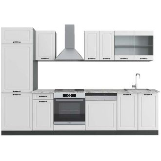 Vicco Mueble De Cocina R-line, Casa De Campo Blanca/antracita, 300 Cm, Et M&aacute;rmol, Vicco
