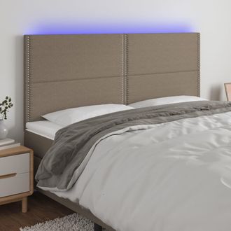 vidaXL Cabecero Con Luces Led Tela Gris Taupe 200x5x118/128 Cm Vidaxl