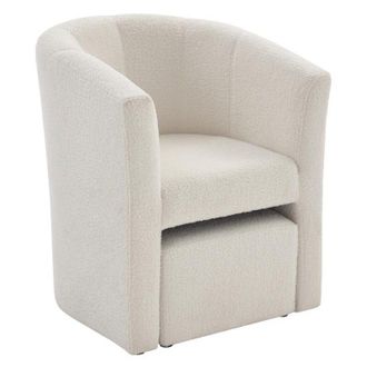 Vente-Unique Vente-unique - Poltrona cabriolet e pouf in Tessuto bouclette Bianco - jovana