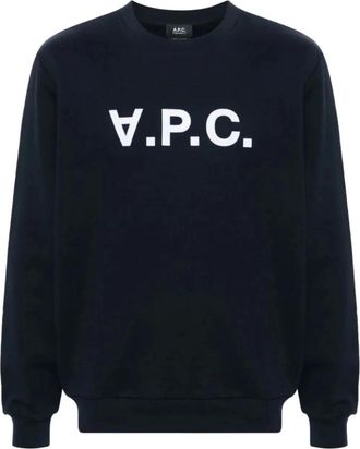 A.P.C. Sweatshirts, female, Blue, Size: 3XL Flocked Logo Sweatshirt