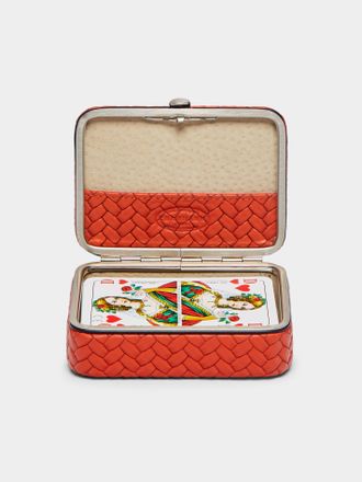 F. Hammann Woven Leather Playing Cards Set