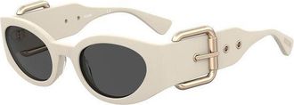 Moschino Sunglasses Oval Full Rim, Ivory Frame And Grey Lens Mos154/s0Szjir