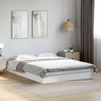 vidaXL Estructura De Cama Madera De Ingenier&iacute;a Blanca 135x190 Cm Vidaxl