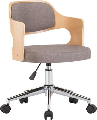 vidaXL Silla De Comedor Giratoria De Madera Curvada Y Tela Gris Taupe Vidaxl