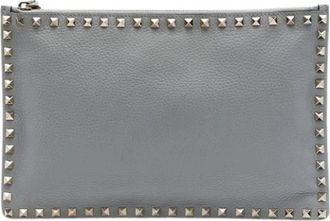 Valentino Pre-owned Rockstud Clutch - Dames - Vintage Clutch - Grijs - ONE Size - Leer - Vintage