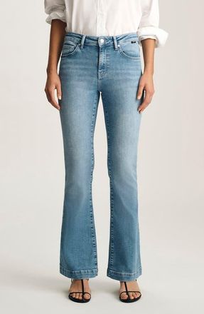Mavi Sydney Mid Rise Flare Jeans in Mid Blue Feather Blue at Nordstrom, Size 30 X 30