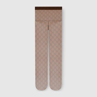 Gucci Printed Stretch Nylon Tights, Brown