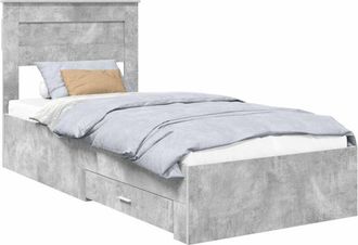 vidaXL Estructura De Cama Con Cabecera Gris Concreto 90 X 200 Cm Vidaxl