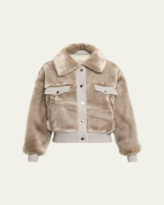 Faz not Fur Short Faux-Fur Bomber Jacket