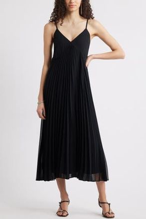 Chelsea28 Floral Pleated Sundress in Black at Nordstrom Rack, Size X-Small