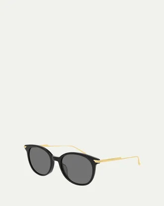 Bottega Veneta Round Acetate/Metal Sunglasses