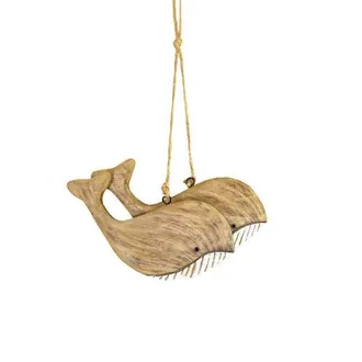 Foreside Home And Garden Carved Whale Decorative Accent Natural Wood & Jute in Brown at Nordstrom