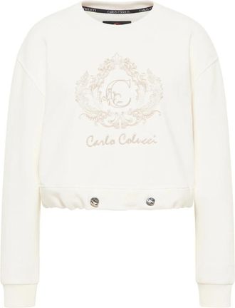 Carlo Colucci Cropped Oversize Sweatshirt - Dames - Sweatshirts - Wit - M - Katoen - Hoodies & sweatvesten
