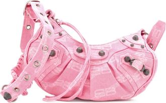 Balenciaga Le Cagole Giant Studs Shoulder Bag BB Denim XS hobo bag - Roze