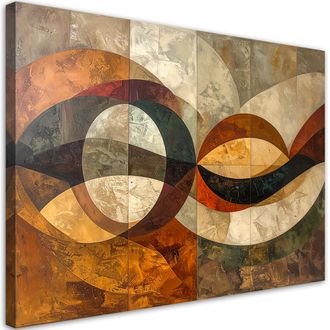 Feeby Impresi&oacute;n De Imagen, Abstracci&oacute;n Geom&eacute;trica En Colores Beige Y Marr&oacute;n, 120x80