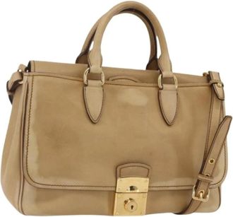 Miu Miu Pre-owned Handbags, female, Beige, Size: ONE SIZE Pre-owned Leather Handbag