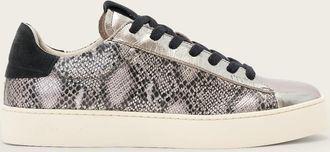 AllSaints Cow Leather Shana Snake Print Low Top Leather Trainers, Size: UK7.5/US10.5/EU40.5