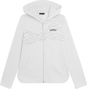 Freddy Felpa Cappuccio in French Terry con Zip e Motivo Grafico