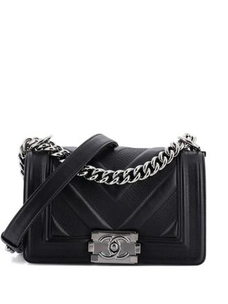 Chanel Boy Flap Bag Perforated Chevron Lambskin Small shoulder bag - Black