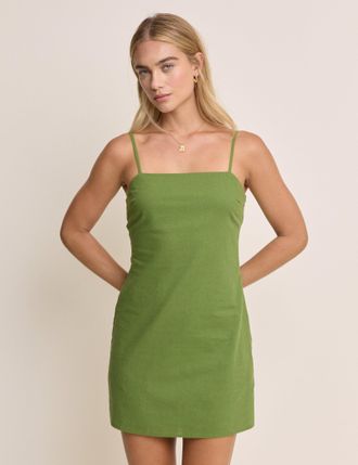 Nobody's Child Green Linen-blend Palma Mini Dress