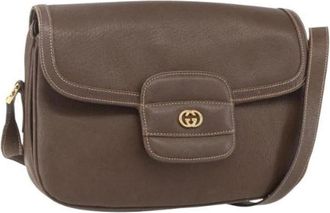 Gucci Pre-owned Vintage Cross Body Bag - Dames - Vintage Schoudertas - Bruin - ONE Size - Leer - Vintage