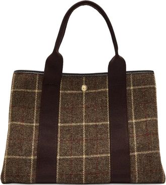 Rue de Verneuil checked wool tote bag - Brown